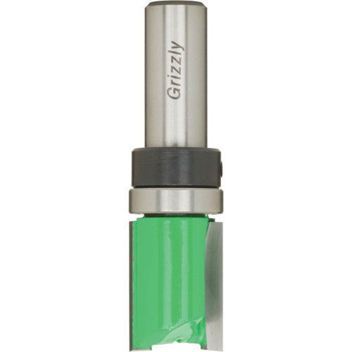 Front view of Grizzly Industrial Pattern Cutting Bit w/ Upper Guide Bearing 1/2" Shank 3/4" Diameter, Detailed view of Grizzly Industrial Pattern Cutting Bit w/ Upper Guide Bearing 1/2" Shank 3/4" Diameter