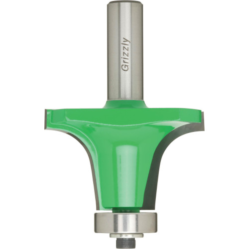 Front view of Grizzly Industrial Ogee Bowl Bit w/ Guide Bearing, 1/2" Shank, Detailed view of Grizzly Industrial Ogee Bowl Bit w/ Guide Bearing, 1/2" Shank