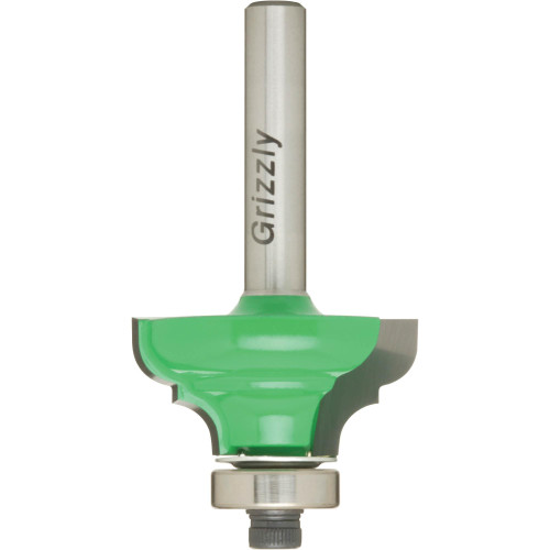 Grizzly Industrial Classical Bit w/ Bearing Guide, Cut Sample of C1752 - 1/2" Classical Bit, 1/4" Shank, Grizzly Industrial Classical Bit w/ Bearing Guide, 1/4" Shank w/ 1/2" Cutting Length, Grizzly Industrial Classical Bit w/ Bearing Guide, 1/4" Shank w/ 11/16" Cutting Length, Grizzly Industrial Classical Bit w/ Bearing Guide, 1/4" Shank w/ 5/8" Cutting Length