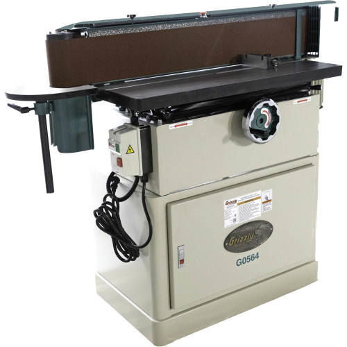 Grizzly Industrial Oscillating Edge Sander in white background, Front view of Grizzly Industrial 6" x 89" Oscillating Edge Sander, Detailed view of Grizzly Industrial 6" x 108" Oscillating Edge Sander, Details of Grizzly Industrial 6" x 89" Oscillating Edge Sander, Close-up of Grizzly Industrial 6" x 89" Oscillating Edge Sander, Back view of Grizzly Industrial 6" x 108" Oscillating Edge Sander, Details of Grizzly Industrial 6" x 108" Oscillating Edge Sander
