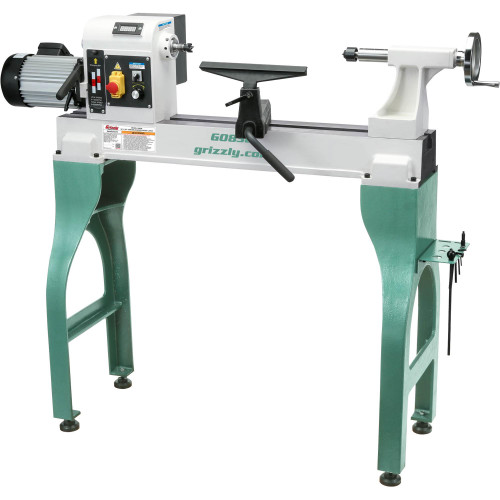 Front view of Grizzly Industrial 16" x 24" Variable-Speed Wood Lathe, Back view of Grizzly Industrial 16" x 24" Variable-Speed Wood Lathe, Grizzly Industrial 16" x 24" Variable-Speed Wood Lathe in white background, Features of Grizzly Industrial 16" x 24" Variable-Speed Wood Lathe, Close up view of Grizzly Industrial 16" x 24" Variable-Speed Wood Lathe