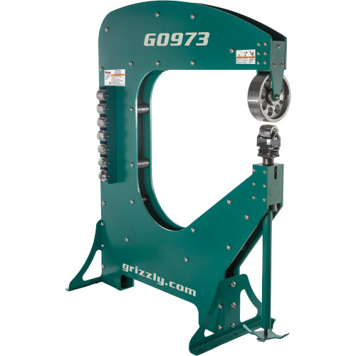 Right sisde view of Grizzly Industrial 40" Heavy-Duty English Wheel, Left side view of Grizzly Industrial 40" Heavy-Duty English Wheel, Wheels of Grizzly Industrial 40" Heavy-Duty English Wheel, Close up view of Grizzly Industrial 40" Heavy-Duty English Wheel