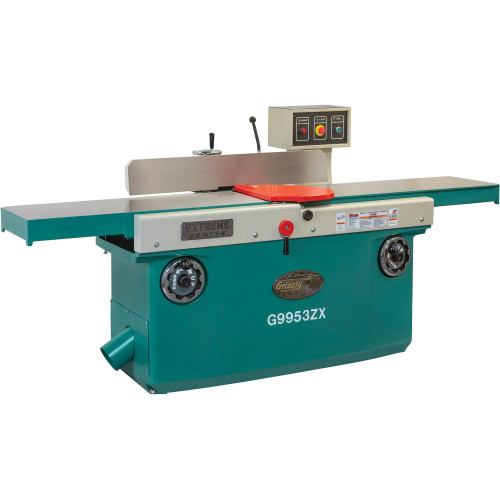 Right Side view of Grizzly Industrial 16" x 99" Z Series Jointer w/ Spiral Cutterhead, Front view of Grizzly Industrial 16" x 99" Z Series Jointer w/ Spiral Cutterhead, Back view of Grizzly Industrial 16" x 99" Z Series Jointer w/ Spiral Cutterhead, Grizzly Industrial 16" x 99" Z Series Jointer w/ Spiral Cutterhead in white background, Close up view of Grizzly Industrial 16" x 99" Z Series Jointer w/ Spiral Cutterhead