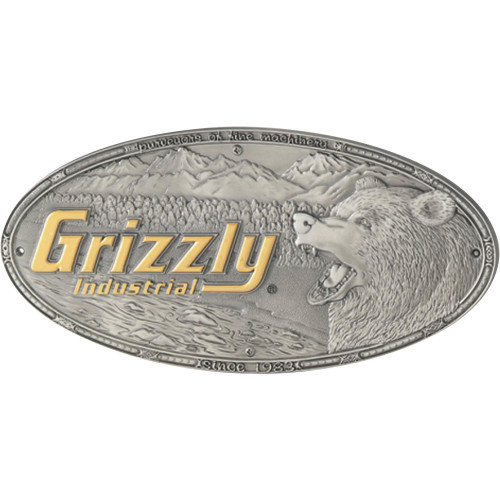 Front view of Grizzly Industrial Die Cast Metal Nameplate - Mini