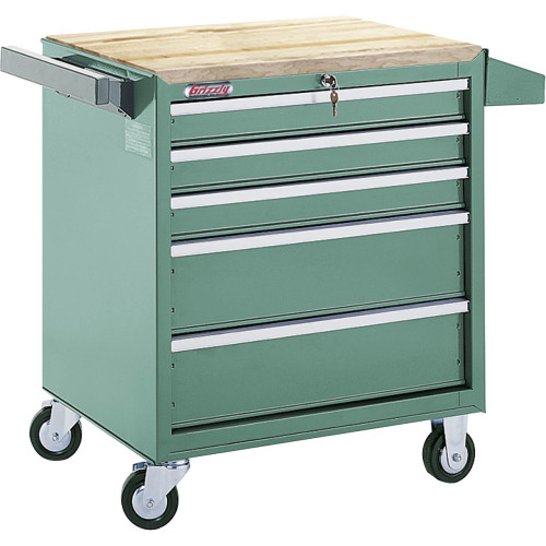 Front view of Grizzly Industrial 5-Drawer Tool Cabinet with Ball Bearing Slides