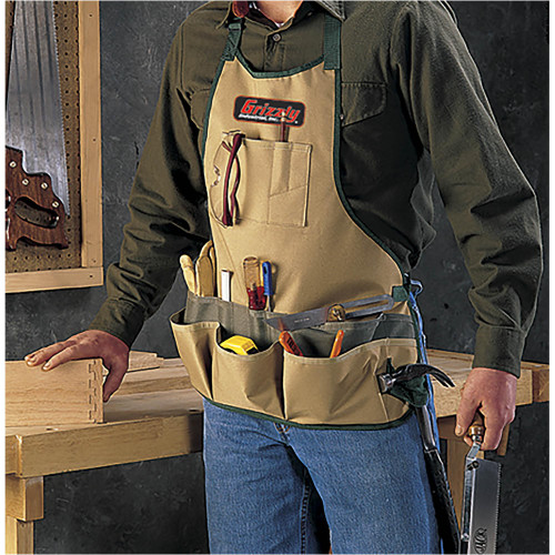 Grizzly Industrial Carpenter's Bib Apron Being Worn