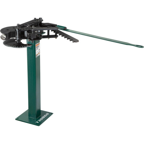 Detailed view of Grizzly Industrial Manual Tube Bender, Top part of Grizzly Industrial Manual Tube Bender, Bottom part of Grizzly Industrial Manual Tube Bender, Grizzly Industrial Manual Tube Bender in use
