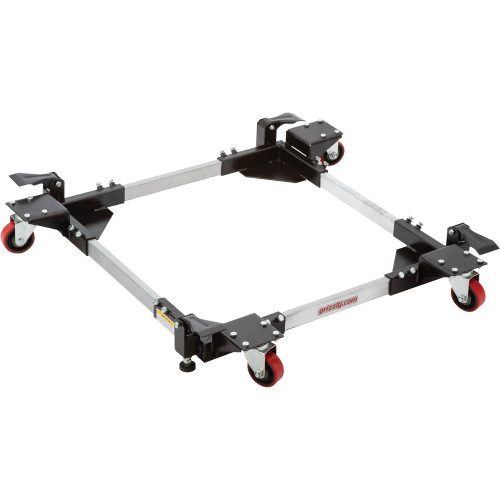 Grizzly Industrial Bear Crawl All-Swivel HD Mobile Base in white background, Grizzly Industrial Bear Crawl All-Swivel HD Mobile Base Unlock Wheel, Close-up of Grizzly Industrial Bear Crawl All-Swivel HD Mobile Base Wheel, Another angle of Grizzly Industrial Bear Crawl All-Swivel HD Mobile Base