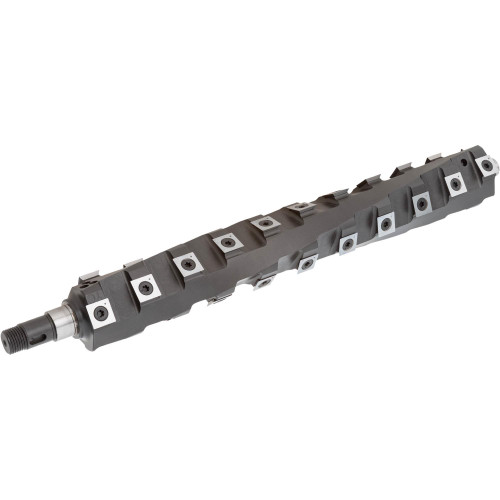 Detailed view of Grizzly Industrial Spiral Cutterhead for 13" DeWalt Planer, Grizzly Industrial Spiral Cutterhead for 13" DeWalt Planer in white background, Close-up of Grizzly Industrial Spiral Cutterhead for 13" DeWalt Planer