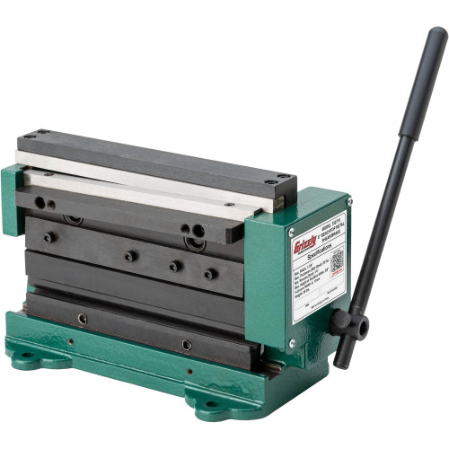 Front view of Grizzly Industrial 8" Benchtop Metal Shear/Brake, Back view of Grizzly Industrial 8" Benchtop Metal Shear/Brake, Detailed view of Grizzly Industrial 8" Benchtop Metal Shear/Brake, Grizzly Industrial 8" Benchtop Metal Shear/Brake in use