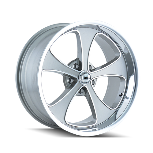 Front view of Ridler 645 Gloss Grey w/ Machined Face Wheel, Side view of Ridler 645 Gloss Grey w/ Machined Face Wheel