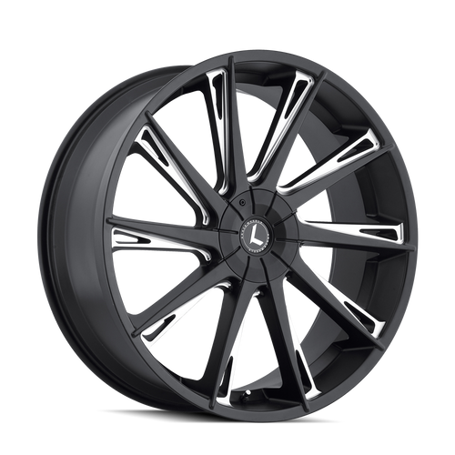 Front view of Kraze Swagg KR144 Gloss Black Milled Wheel