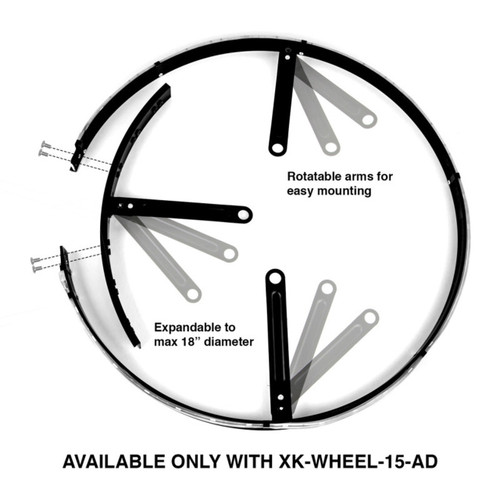 Detailed view of XKGLOW Adjustable RGB LED Wheel Ring Light 15-18" Diameter