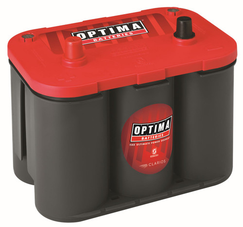 OPTIMA REDTOP® 34 AGM Battery with 800 CCA, 50 AH capacity, and 100 minutes reserve power. Perfect for cars and trucks with basic electrical needs.