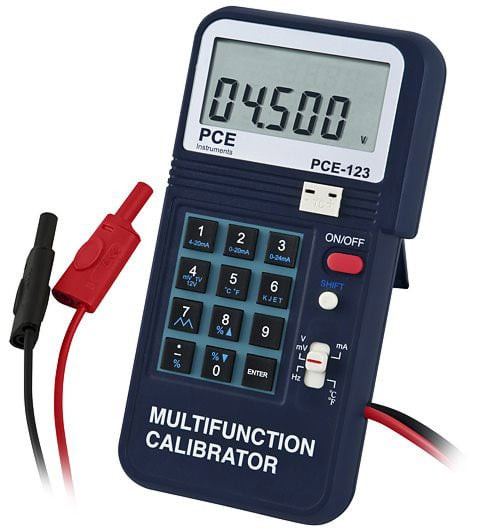 Front view of PCE Instruments Digital Current Calibrator, Detailed view of PCE Instruments Digital Current Calibrator