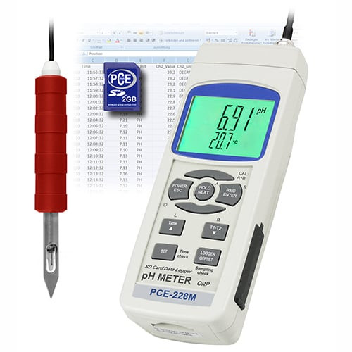 Front view of PCE Instruments Digital Food pH Meter, PCE Instruments Digital Food pH Meter Inclusions