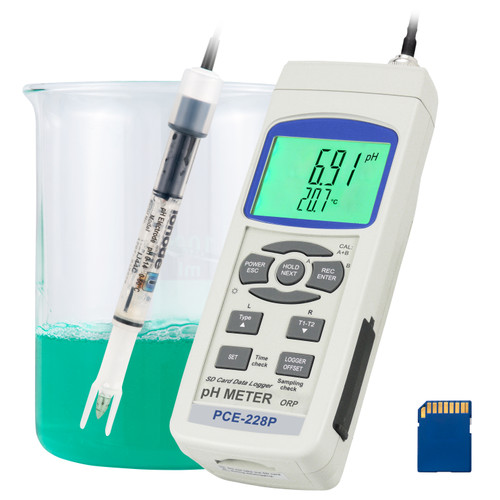 Front view of PCE Instruments Digital Cosmetics pH Meter, Close up view of PCE Instruments Digital Cosmetics pH Meter, PCE Instruments Digital Cosmetics pH Meter in white background, Detailed view of PCE Instruments Digital Cosmetics pH Meter