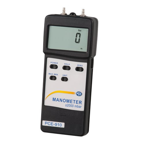 Front view of PCE Instruments Differential Pressure Manometer, PCE Instruments PCE 910 Differential Pressure Manometer, PCE Instruments PCE 917 Differential Pressure Manometer, Bottom View of PCE Instruments Differential Pressure Manometer