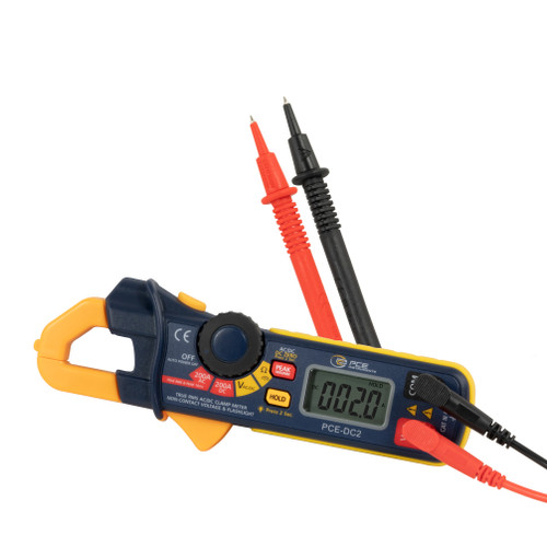 Detailed view of PCE Instruments Digital Clamp Meter, Control Panel of PCE Instruments Digital Clamp Meter, PCE Instruments Digital Clamp Meter in use