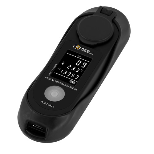Front view of PCE Instruments Handheld Digital Refractometer, PCE Instruments Handheld Digital Refractometer PCE-DRG 1 Variant, PCE Instruments Handheld Digital Refractometer PCE-DRG 2 Variant, PCE Instruments Handheld Digital Refractometer PCE-DRG 3 Variant, PCE Instruments Handheld Digital Refractometer PCE-DRG 4 Variant, PCE Instruments Handheld Digital Refractometer PCE-DRG 5 Variant, PCE Instruments Handheld Digital Refractometer PCE-DRG 6 Variant, PCE Instruments Handheld Digital Refractometer PCE-DRG 7 Variant, PCE Instruments Handheld Digital Refractometer PCE-DRG 8 Variant, PCE Instruments Handheld Digital Refractometer PCE-DRG 9 Variant, PCE Instruments Handheld Digital Refractometer PCE-DRG 10 Variant, Close up view of PCE Instruments Handheld Digital Refractometer, PCE Instruments Handheld Digital Refractometer in Use, Case of PCE Instruments Handheld Digital Refractometer