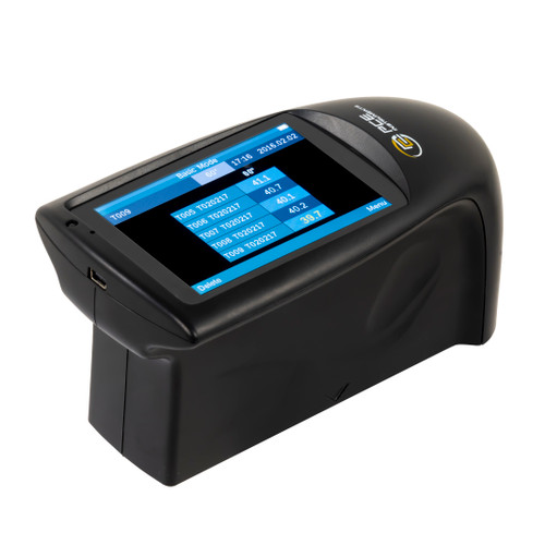 Front view of PCE Instruments Gloss Meter, Close up view of PCE Instruments Gloss Meter, Back view of PCE Instruments Gloss Meter, Carrying Case of PCE Instruments Gloss Meter, PCE Instruments Gloss Meter in White Background