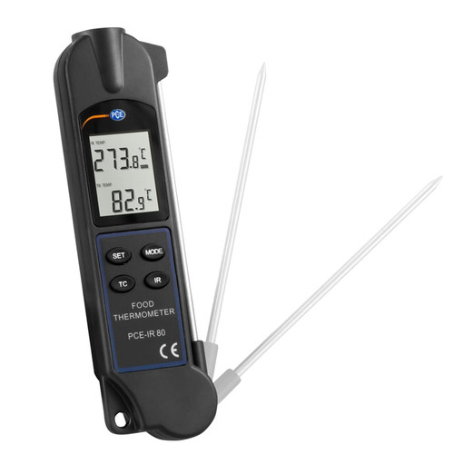 Front view of PCE Instruments Infrared Thermometer, Close up view of PCE Instruments Infrared Thermometer, Detailed view of PCE Instruments Infrared Thermometer, Side view of PCE Instruments Infrared Thermometer, PCE Instruments Infrared Thermometer in Use, PCE Instruments Infrared Thermometer Being Used