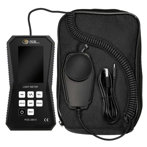 PCE Instruments Photometer with External Probe, PCE Instruments Photometer with External Probe PCELMD5, PCE Instruments Photometer with External Probe PCELMD10, PCE Instruments Photometer with External Probe in use, Front view of PCE Instruments Photometer with External Probe
