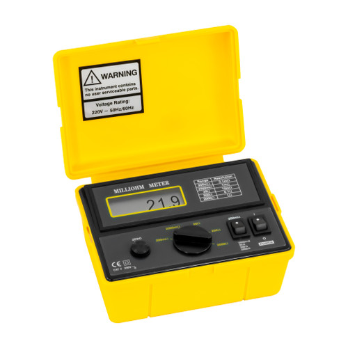Front view of PCE Instruments Milliohmmeter, Ports of PCE Instruments Milliohmmeter, Components of PCE Instruments Milliohmmeter