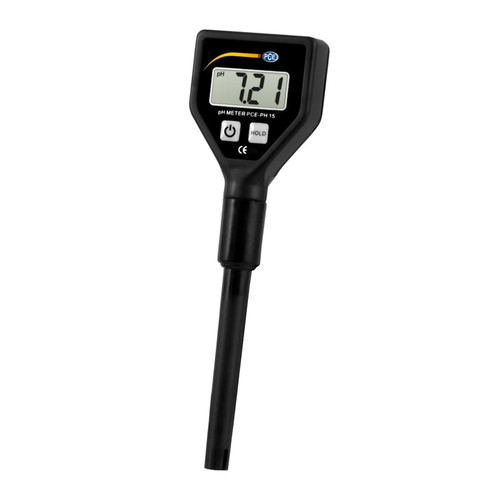 Detailed view of PCE Instruments Digital pH Meter PCEPH15, Sensor of PCE Instruments Digital pH Meter PCEPH15, Front view of PCE Instruments Digital pH Meter PCEPH15, Display of PCE Instruments Digital pH Meter PCEPH15, PCE Instruments Digital pH Meter PCEPH15 in use