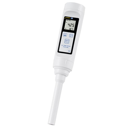 PCE Instruments Digital pH Meter PCEPH28L in white background, Display of PCE Instruments Digital pH Meter PCEPH28L, PCE Instruments Digital pH Meter PCEPH28L in use, PCE Instruments Digital pH Meter PCEPH28L inside its case, Close-up of PCE Instruments Digital pH Meter PCEPH28L