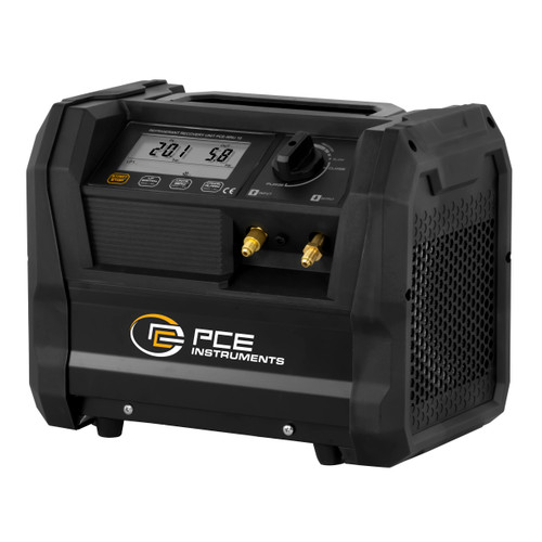 Detailed view of PCE Instruments Refrigerant Recovery Unit, PCE Instruments Refrigerant Recovery Unit Monitor and Controls, PCE Instruments Refrigerant Recovery Unit Input and Output, PCE Instruments Refrigerant Recovery Unit Port, PCE Instruments Refrigerant Recovery Unit Switch, PCE Instruments Refrigerant Recovery Unit in Complete Set