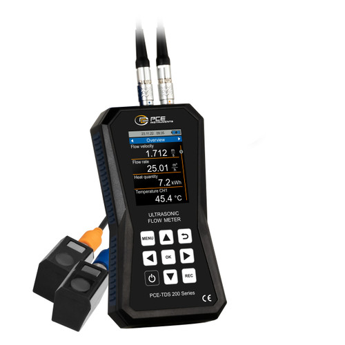 PCE Instruments Portable Ultrasonic Flow Meter, PCE Instruments Portable Ultrasonic Flow Meter 200 S, PCE Instruments Portable Ultrasonic Flow Meter 200 M, PCE Instruments Portable Ultrasonic Flow Meter 200 L, PCE Instruments Portable Ultrasonic Flow Meter 200 SM, PCE Instruments Portable Ultrasonic Flow Meter 200 SL, PCE Instruments Portable Ultrasonic Flow Meter 200 SML, PCE Instruments Portable Ultrasonic Flow Meter 200 ML, PCE Instruments Portable Ultrasonic Flow Meter 200 MR, PCE Instruments Portable Ultrasonic Flow Meter 200 SR, Display of PCE Instruments Portable Ultrasonic Flow Meter, PCE Instruments Portable Ultrasonic Flow Meter in use