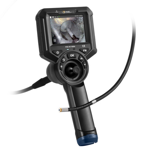 Detailed view of PCE Instruments Videoscope, PCE Instruments Videoscope Camera, PCE Instruments Videoscope 360° Feature, PCE Instruments Videoscope Sample Result, PCE Instruments Videoscope Controller, Complete Set of PCE Instruments Videoscope