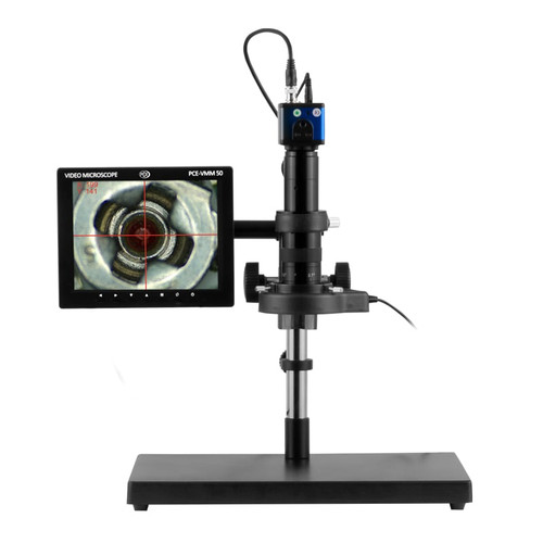 Detailed view of PCE Instruments Microscope PCEVMM50, Display of PCE Instruments Microscope PCEVMM50, Complete Set of PCE Instruments Microscope PCEVMM50, PCE Instruments Microscope PCEVMM50 in use