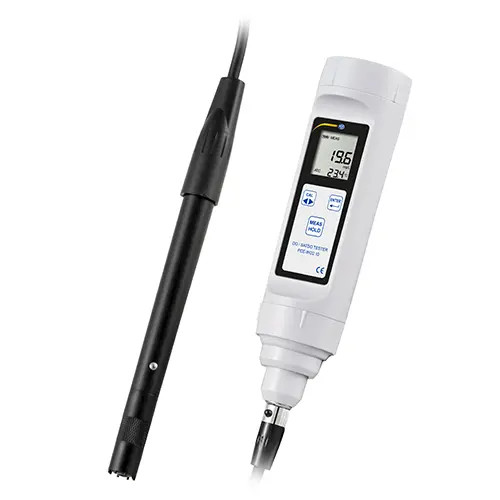 PCE Instruments Dissolved Oxygen Meter PCEWO210 in white background, Display of PCE Instruments Dissolved Oxygen Meter PCEWO210, Front view of PCE Instruments Dissolved Oxygen Meter PCEWO210, PCE Instruments Dissolved Oxygen Meter PCEWO210 Probe, PCE Instruments Dissolved Oxygen Meter PCEWO210 inside its case