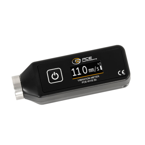 PCE Instruments Portable Vibration Analyzer in White Background, PCE Instruments Portable Vibration Analyzer's Sensor, PCE Instruments Portable Vibration Analyzer's Display, PCE Instruments Portable Vibration Analyzer's Port, PCE Instruments Portable Vibration Analyzer Application