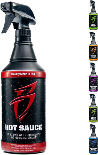 Boat Bling Hot Sauce Premium Hard Water Spot Remover W/High-Gloss Wax Sealants, 32 Oz. (HS0032)