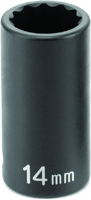 Grey Pneumatic 3/8" Drive 14 Mm 12-Point Semi-Deep Impact Socket (1114MSD)
