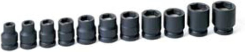 Grey Pneumatic 1/2" Drive Sae 6-Point Standard Magnetic Impact Socket Set (11 Pieces) (1511G)