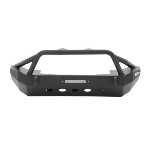 Smittybilt XRC front bumper for Jeep Wrangler JK (07-18), equipped with winch mount, enhancing off-road protection.