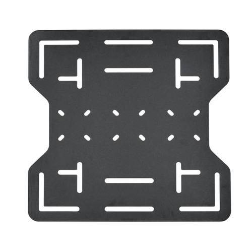 Black square with multiple screw holes, suitable for mounting on Smittybilt Defender Universal Roof Rack.