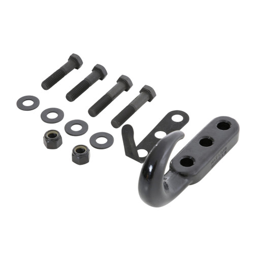 Black metal hook and bolt set suitable for Smittybilt 7606 CJ & Wrangler (YJ/TJ/LJ) Tow Hook Kit installation.