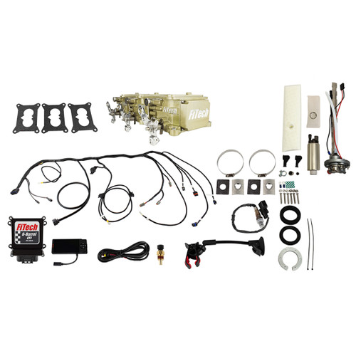 FiTech 3×2 Tri Power 600 HP Classic Gold EFI w/ In-Tank Pump (36537) by JB Tools