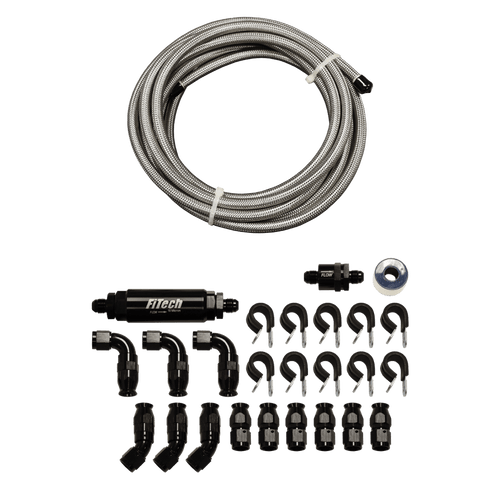 FiTech 40ft Natural Stainless Steel Hose Kit (51007) by JB Tools