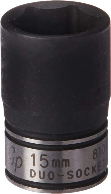 Grey Pneumatic 3/8" Drive x 15mm Standard Duo-Socket, 6-Point (81015M)