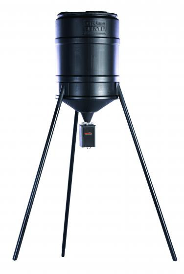 On Time Feeders Tomahawk VL Feeder with 150lb Tripod 42200 for tripod-supported game feeding.