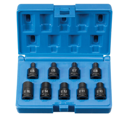 Grey Pneumatic 3/8" Drive 9pc External Star Impact Socket Set (1219ET)