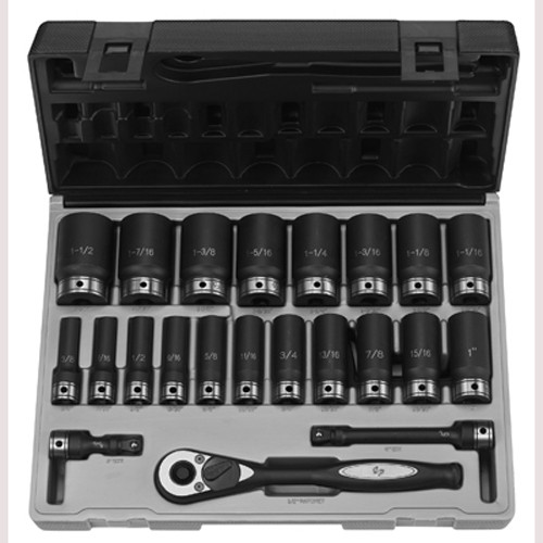 Grey Pneumatic 82622D 1/2" Dr. 22pc Fractional Deep Duo-Socket Set - 6 Pt.