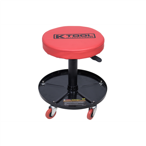 K Tool Adjustable Rolling Mechanic Seat Black/Red (74971)