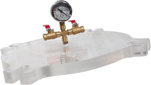 The California Air Tools 365VK 5-Gallon Pressure Pot Vacuum Kit is perfect for resin casting and epoxy professionals. With a clear acrylic lid, it includes a pressure gauge, two 1/4" NPT female ports, and two on/off ball valves. This kit is compatible with the 365 series pressure pots (sold separately) and designed for use with vacuum motor-pump systems, ensuring precise pressure control for efficient resin casting projects.